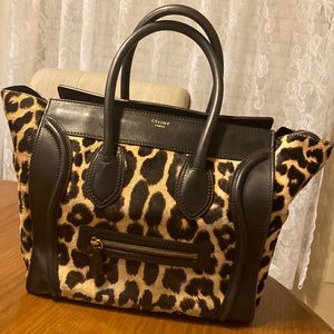Celine Mini Leopard Luggage Tote